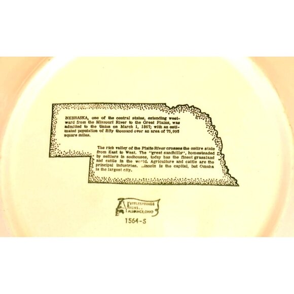 Nebraska Souvenir Plate Green Print State Capitol Vtg 10” Kettlesprings 1564S - Picture 3 of 7